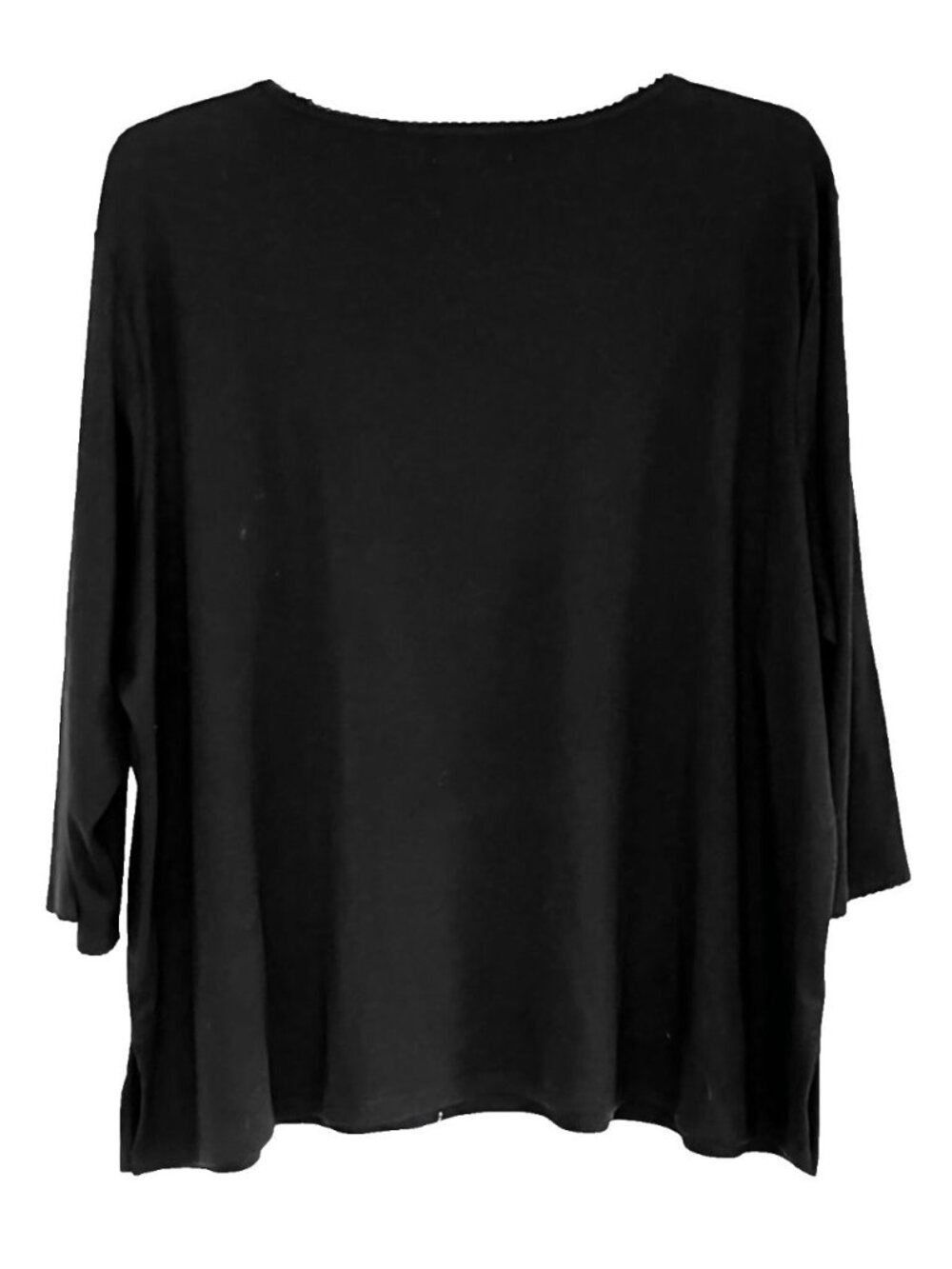 Womens Black Studded Top 3X Scoop Neck 3/4 Sleeve Glam Chic Bling Embellished - Picture 2 of 7